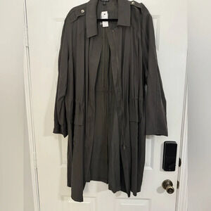 Lane Bryant Green Full Zip‎ Twill UTILITY Duster Jacket